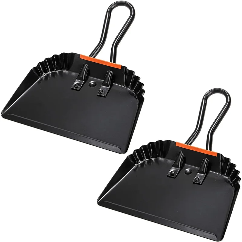 【HOT】2Pack 12 Inch Black Metal Dustpan For Indoor, Outdoor, Fireplace, Industrial, Commercial Use