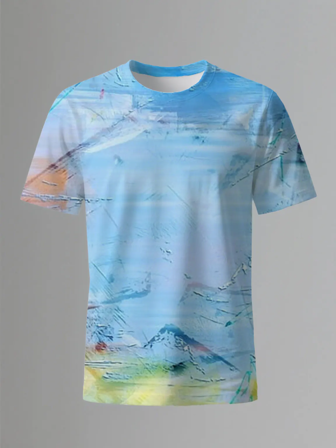 

3D printed painting T-shirt men's fashion women's T-shirt summer round neck loose short sleeved T-shirt outdoor sports top