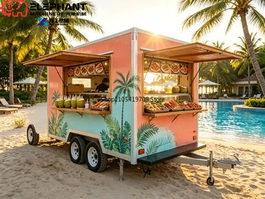 Simple Square Box Food Trailer Practical Mobile Snack Bar Trailer for Street Vendor