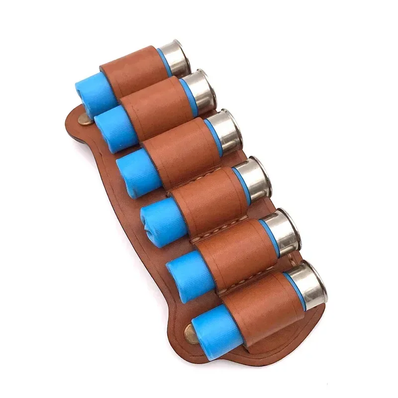 Tactical Leather 12 Gauge Magazine Pouch 6 Shot Bullet Storage Bag Ammo Shell Holder Cartridge Belt Case