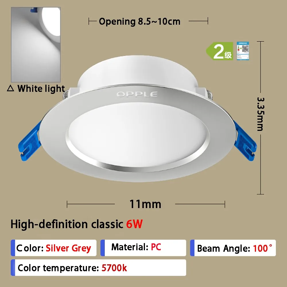 

Потолочный светильник светодиодный 6 Вт, встроенный потолочный светильник для гостиной, потолочный ПК, экономичный светильник с отверстием, лампа-ведро 8,5-10 см, с открытым отверстием для дома