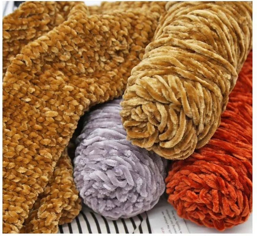 100g Szenilowa przędza do koców Miękka tęczowa wełna Rzemiosło Przędza swetrowa Chunky Crochet Baby Knitting Gruby aksamitny sweter DIY Czapki Szalik