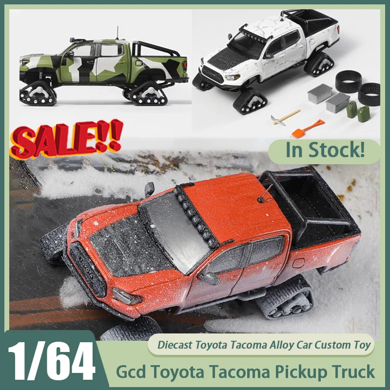 

New In Stock Gcd 1:64 Toyota Tacoma Pickup Truck Alloy Car Miniature Diecast Snow Track Version Ornaments Custom Toys Kids Gift
