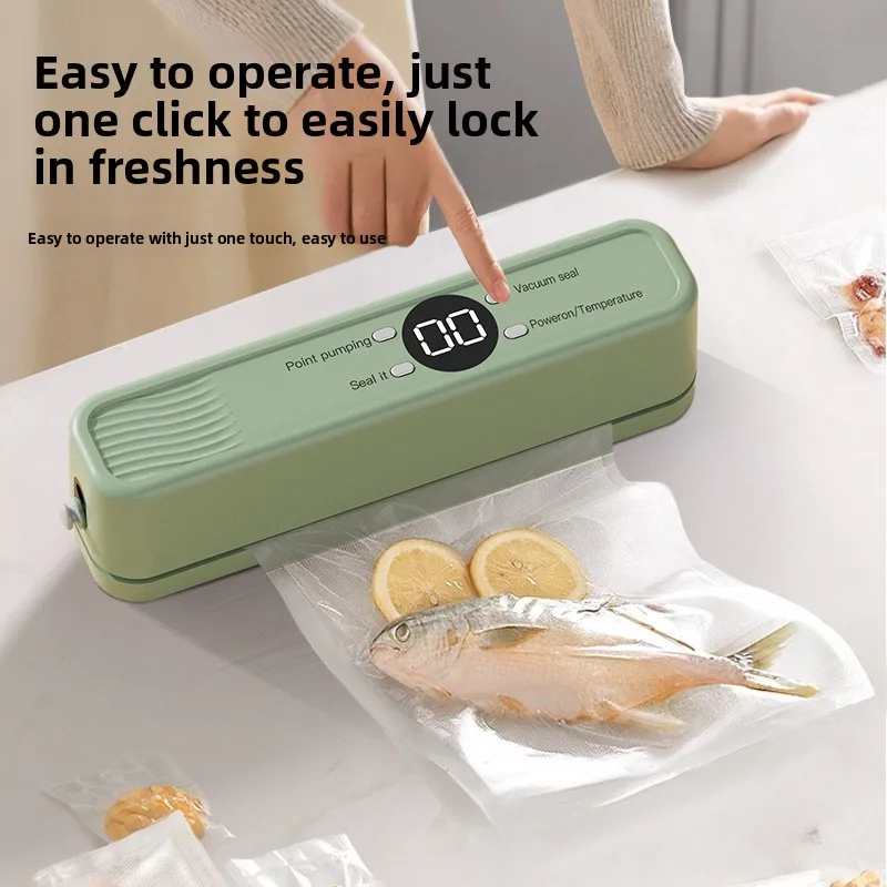Household Kitchen Fresh-keeping Vacuum Machine Household Small Rechargeable Food Sealing Machine Automatic Sealing Vacuum