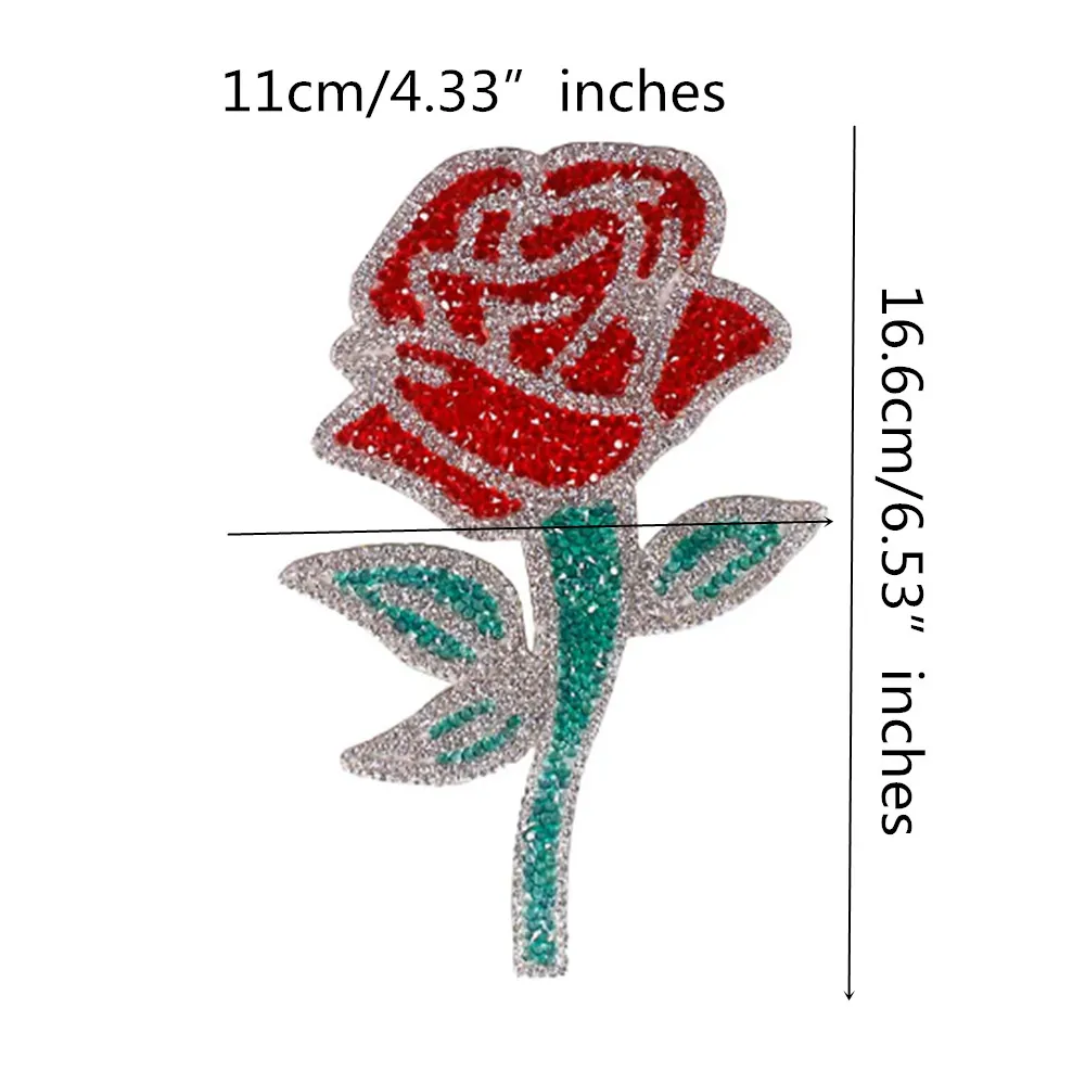 Imagem -04 - Flor de Rosa Vermelha Ferro em Patches Cristal Applique Strass Applique Roupas Faça Você Mesmo Etiqueta T2324