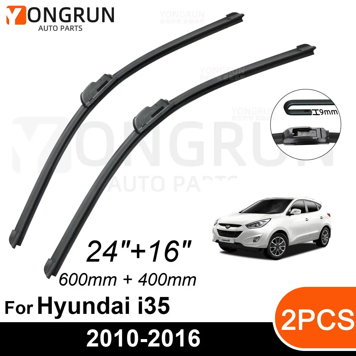 Car Front Windshield Wipers For Hyundai i35 2010-2016 Wiper Blade Rubber 24\