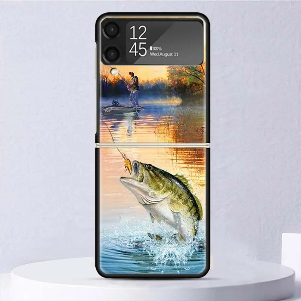 Offshore Angling Fishing Fish Rod Shockproof Hard Case For Samsung Galaxy Z Flip 6 5 4 3 5G Phone Cover Z Flip3 Flip4 Flip5 Flip