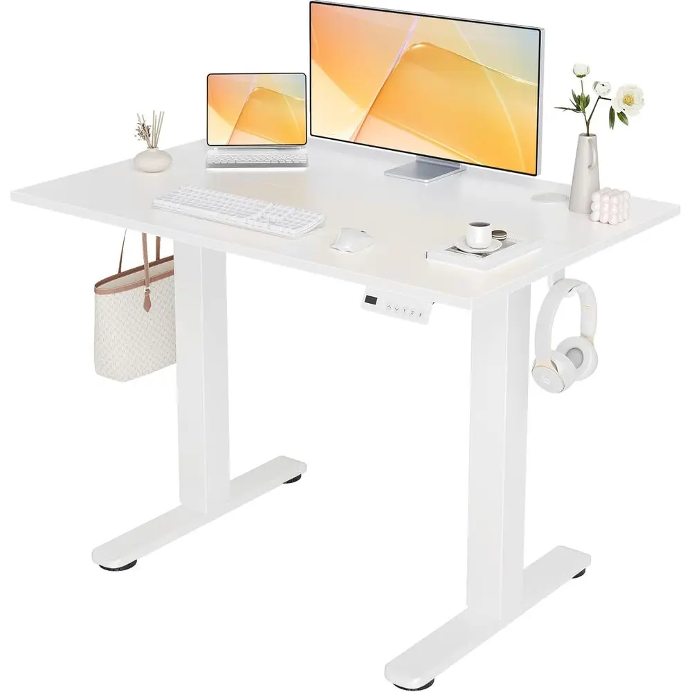 Electric Standing Desk Adjustable Height, 40 x 24 Inch Sit Stand Desk with T-Shaped Frame, 3 Memory Presets & Cable Management f