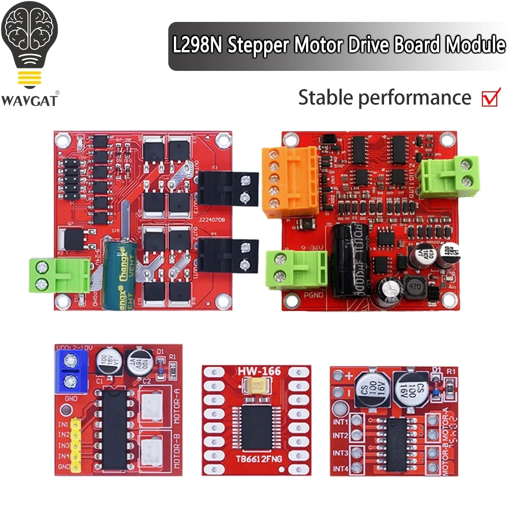 WAVGAT DC Motor Drive Module Reversing PWM Speed Dual H Bridge Stepper Motor Mini Victory L298N