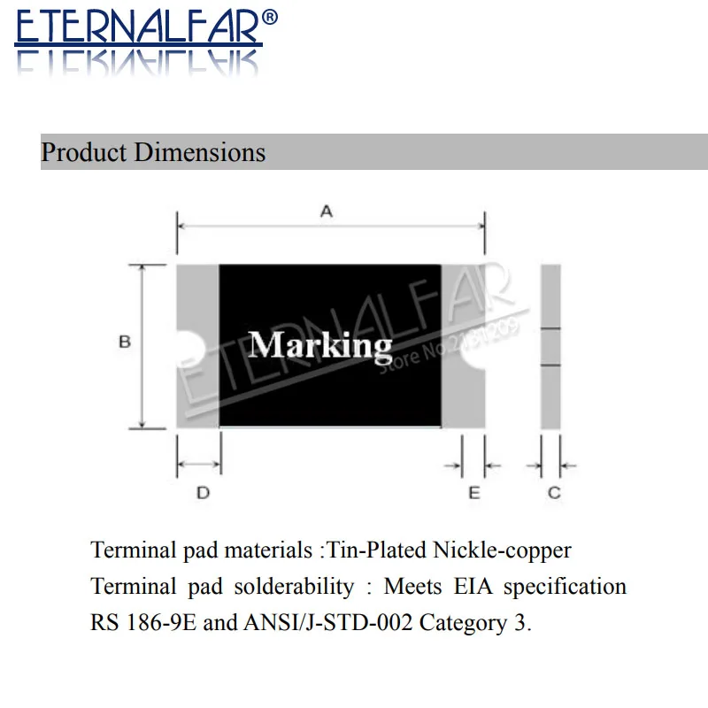 3216 1206 0,05 A 0,1 A 0,12 A 0,16 A 0,2 A 0,25 A 0,5 A 0,75 A 1,1 A 2A 3A 3,5 EINE 4A SMD Rücksetzbare Sicherung PPTC PolySwitch