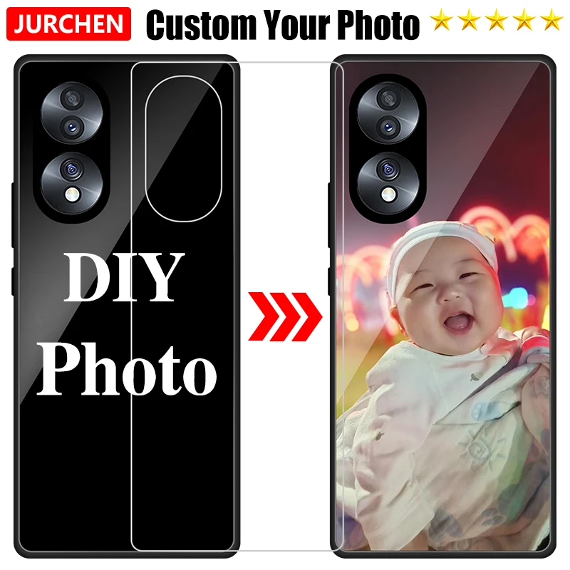 JURCHEN Custom Photo Cases For Huawei Honor 8S X8 Magic6 8X X8b 20 10 10i Lite Pro Plus 5G Images Silicone Glass Leather Cover