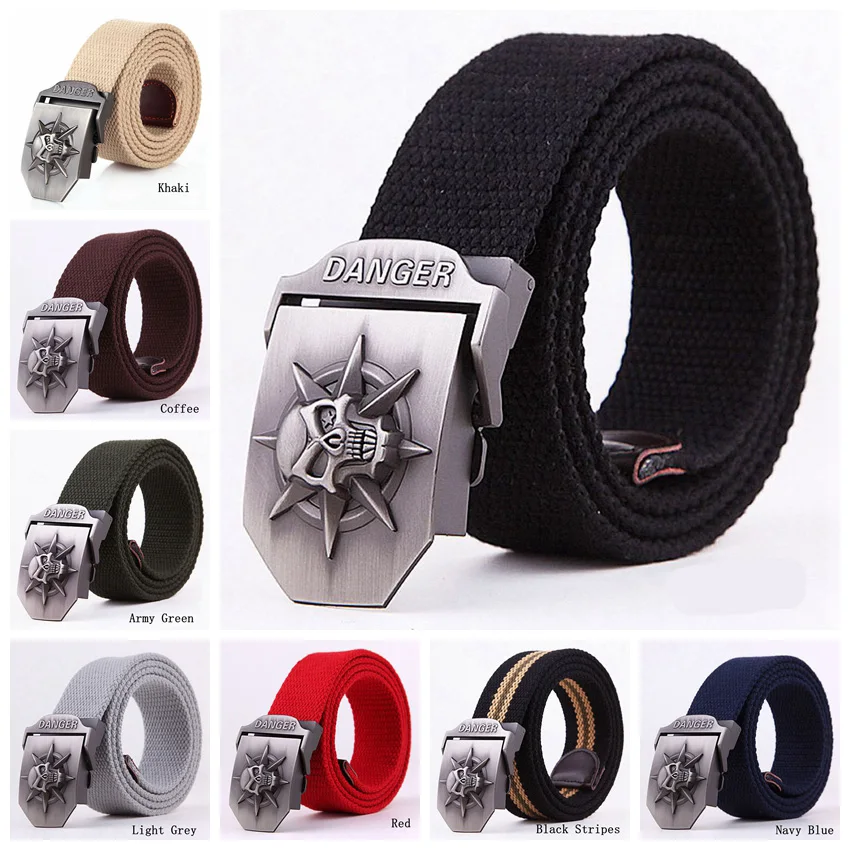 

38mm Belts For Man Canvas Belt Skull Buckle Belt Jeans Casual Cinturones De Mujer Hombre Man Belt Country Style Western Wear