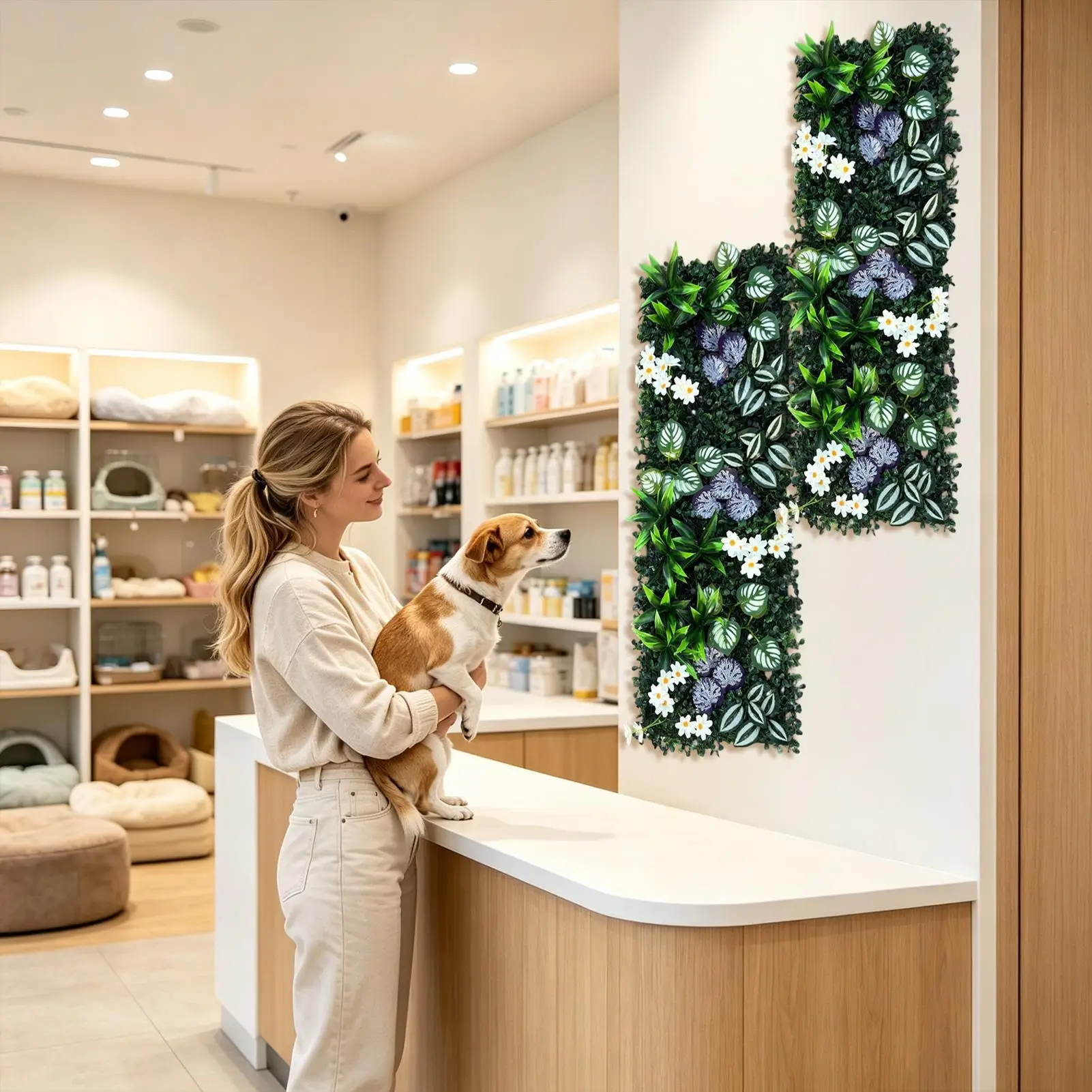 DIY Artificial Plant Wall Panel 75x25cm Flower Simulated plant decoration wall store background wall universal