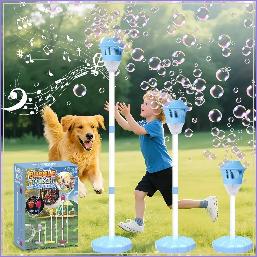 

Automatic Standing Bubble Machine, Height Adjustable Up to 47 Inches, Outdoor with Light & Music, Birthday Party Gifts