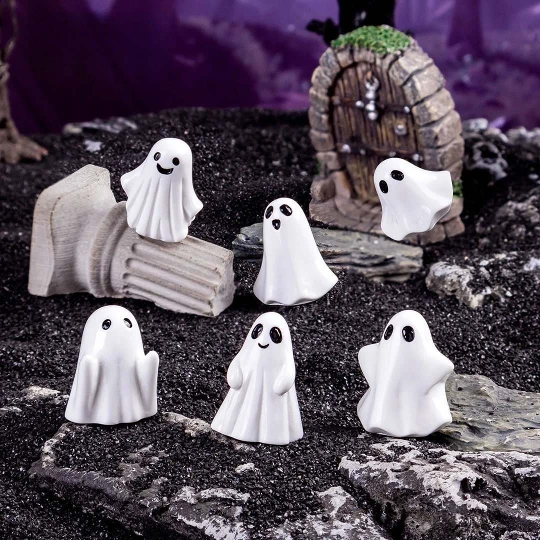 10/20 pcs Halloween Mini Resin Ghost Figurines Spooky Miniatures Micro Landscape DIY Craft Tabletop Home Decor Ornaments Gift