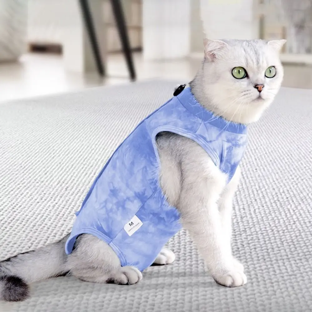 Stretchy Cat Spay/Neuter Clothes Soft Breathable Cat Recovery Suit Adjustable Buckle Elastic Kitten Surgical Protective Clothes