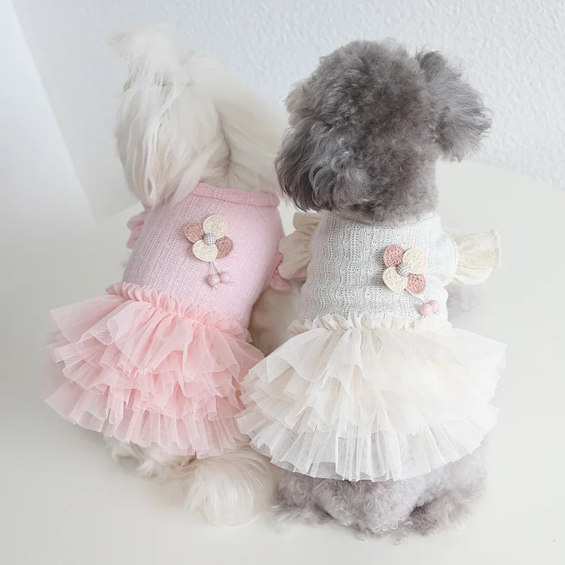 Princess Dog Cat Dress Skirt Flower&Lace Pet Puppy Spring/Summer Clothing Outfit