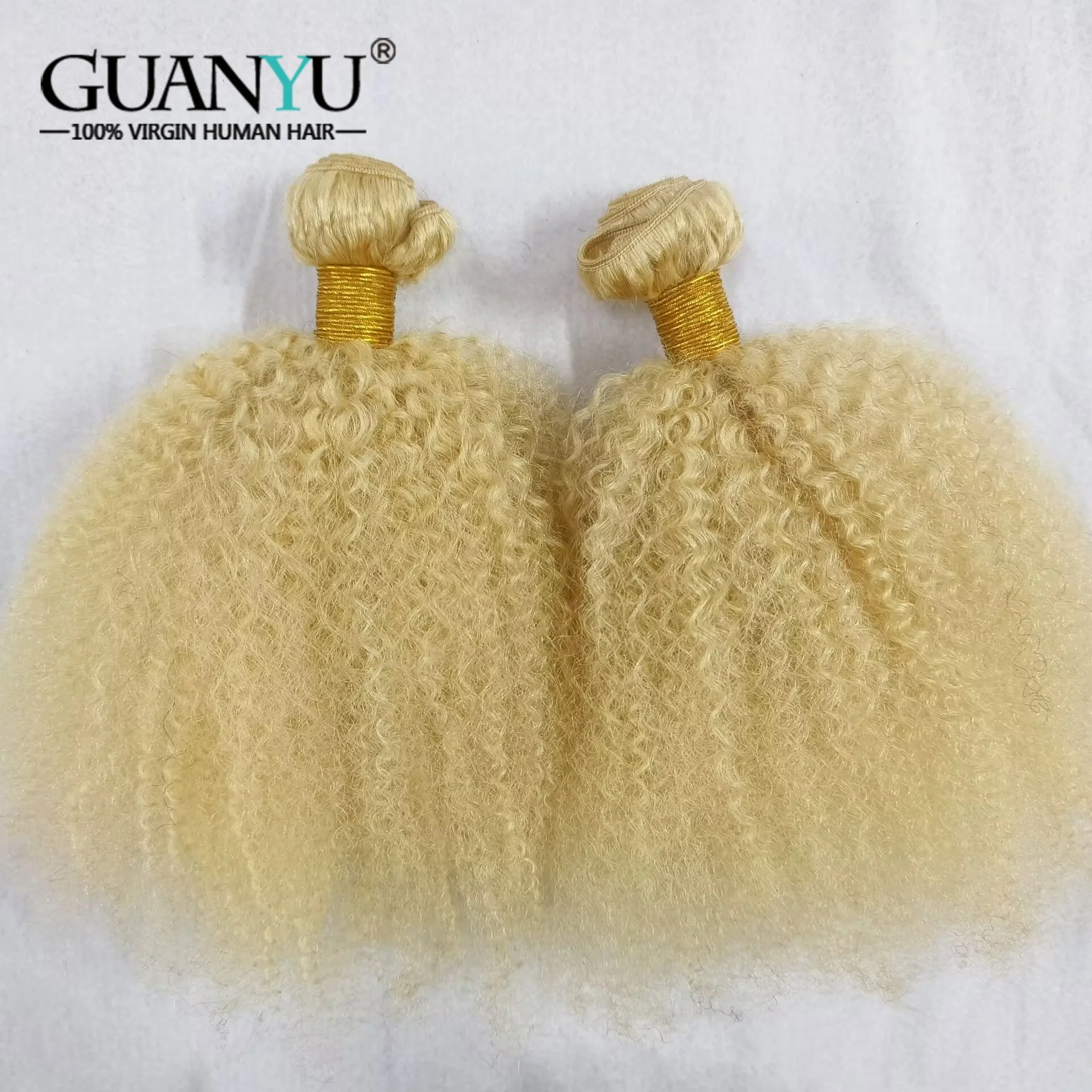 4*4 Afro Kinky Curly Blonde #613 Hair Bundle 1pc Brazilian Virgin Human Hair 4B 4C Blonde Bundle Hair Weft Extension