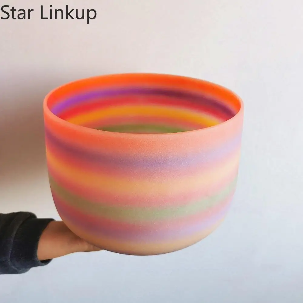 Star Linkup 10 Inch Matte Frosted Quartz Resonance Bowl, Full A-G Musical Scale Tones, Rainbow Gradient Design for Chakra Balancing & Professional Sound Wave Healing Treatment