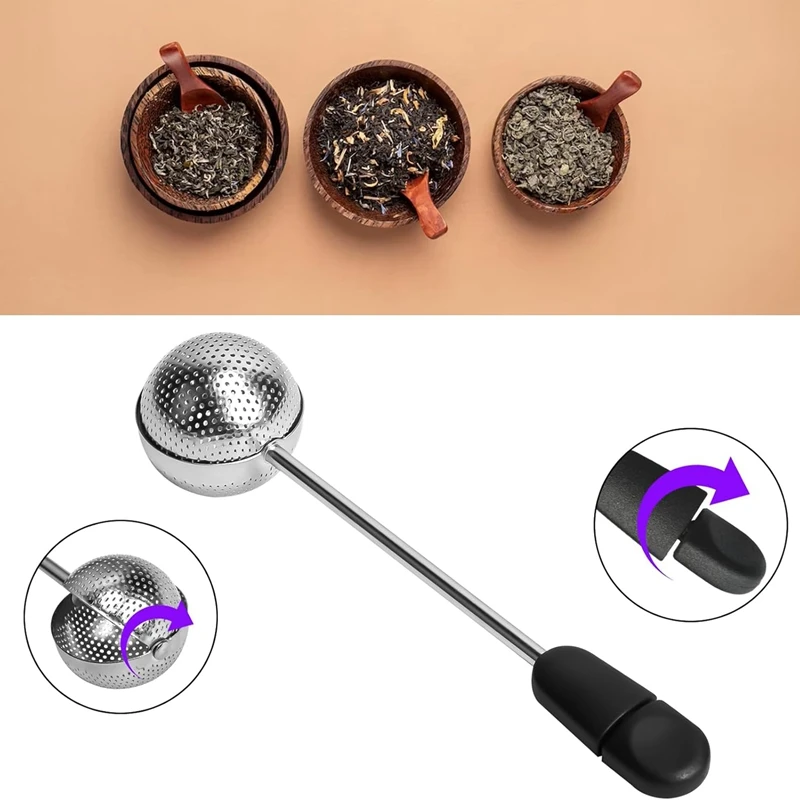 Long Handle Twisting Tea Ball, 2Pcs Tea Ball Infuser For Loose Tea, Reusable Loose Leaf Tea Steeper Stainless Steel Durable