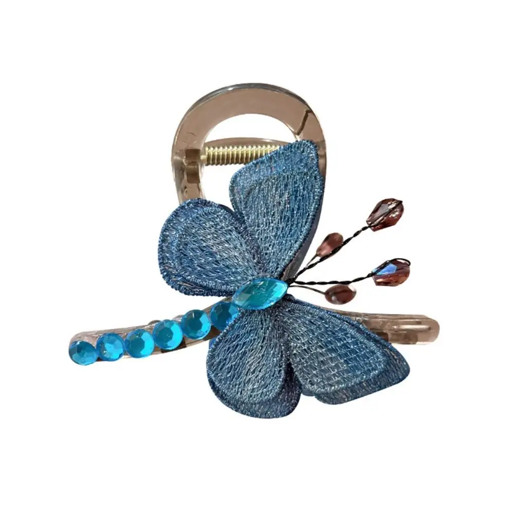 

Graceful Embroidered Claw Clip Elegant Rhinestone Retro Headdress Exquisite Handmade Headwear Photography