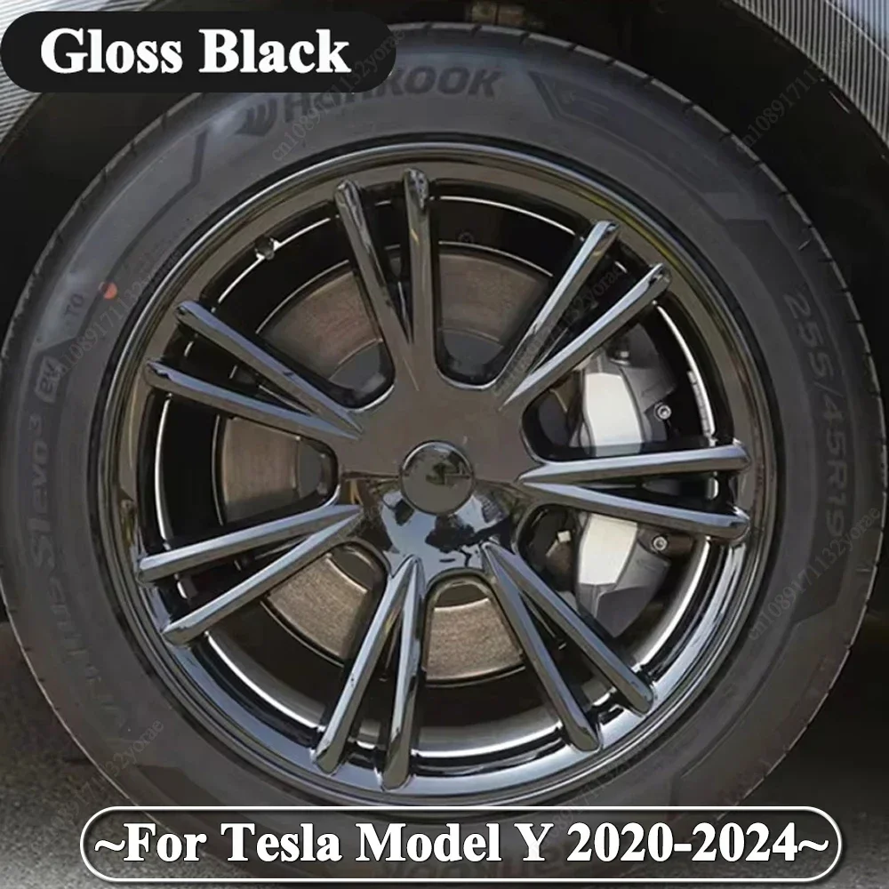 

4PCS For Tesla Model Y 2020-2024 19 Inch Wheel Caps Hub Cap Performance Automobile Replacemen Full Rim Cover Accessories Black