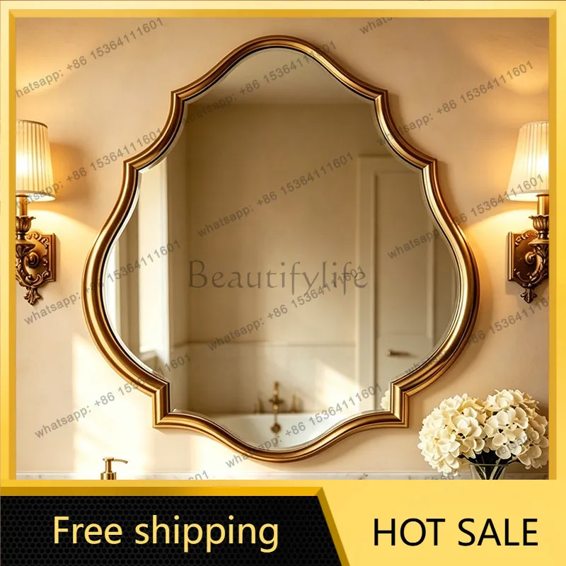 Bathroom mirror French light luxury special-shaped decorative wall-mounted makeup mirror