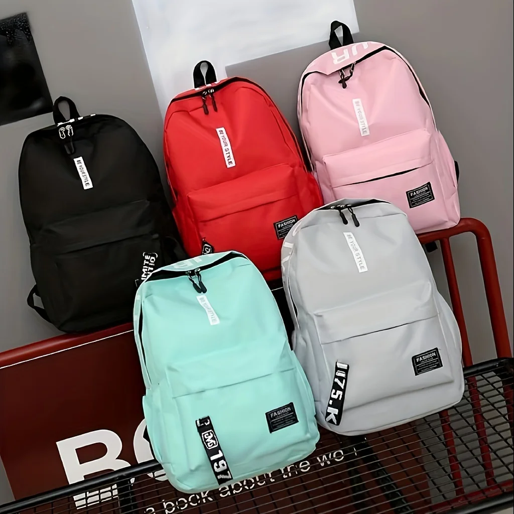 1pc Schoolbag Junior High School Canvas Bag Outdoor Travel Backpack For School, Ideal choice for Gifts