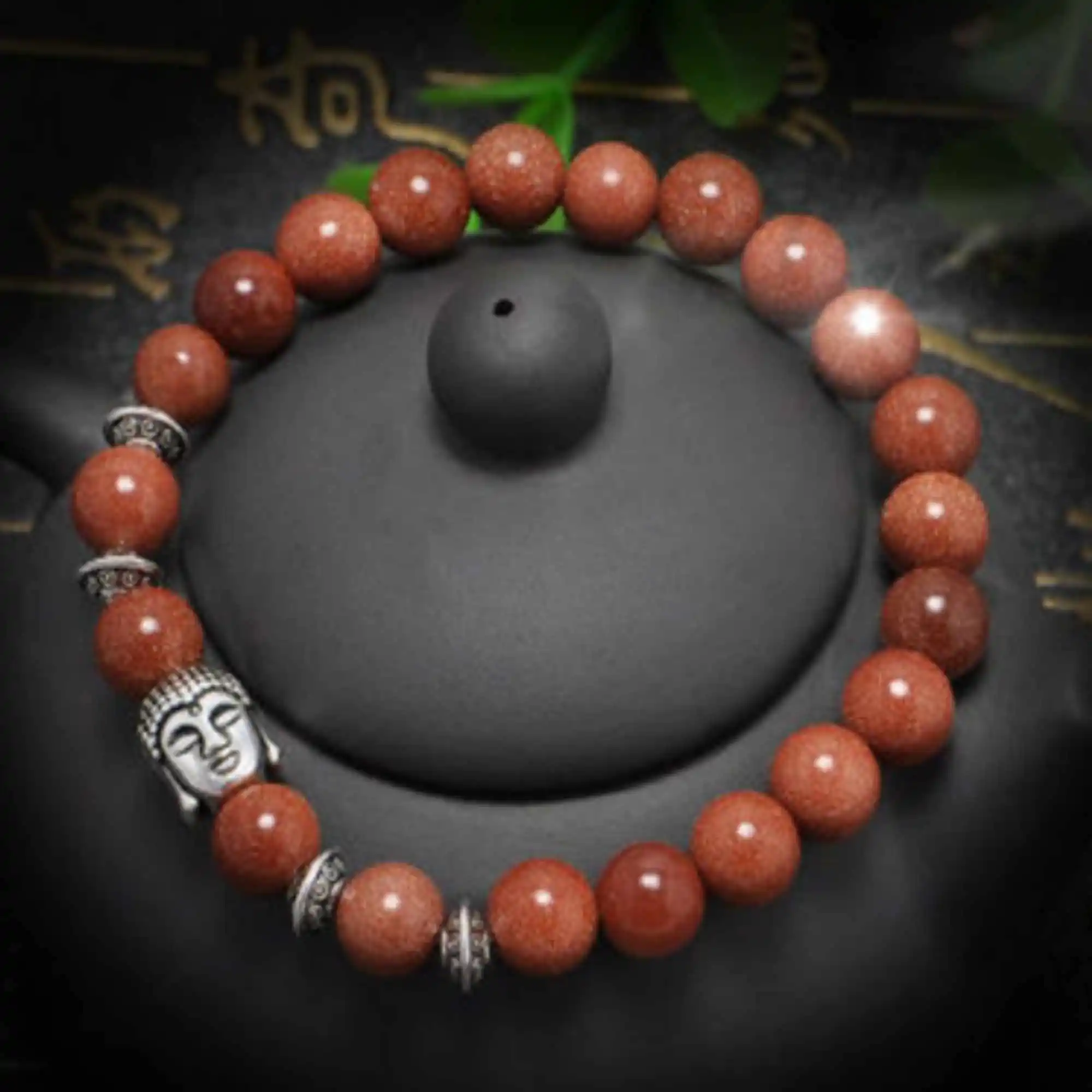 8mm Lava Rock Bracelet Natural Gemstone Beads Buddha Head Handmade Teens Classic Bohemian Beaded Artisan Eco-Friendly Mala