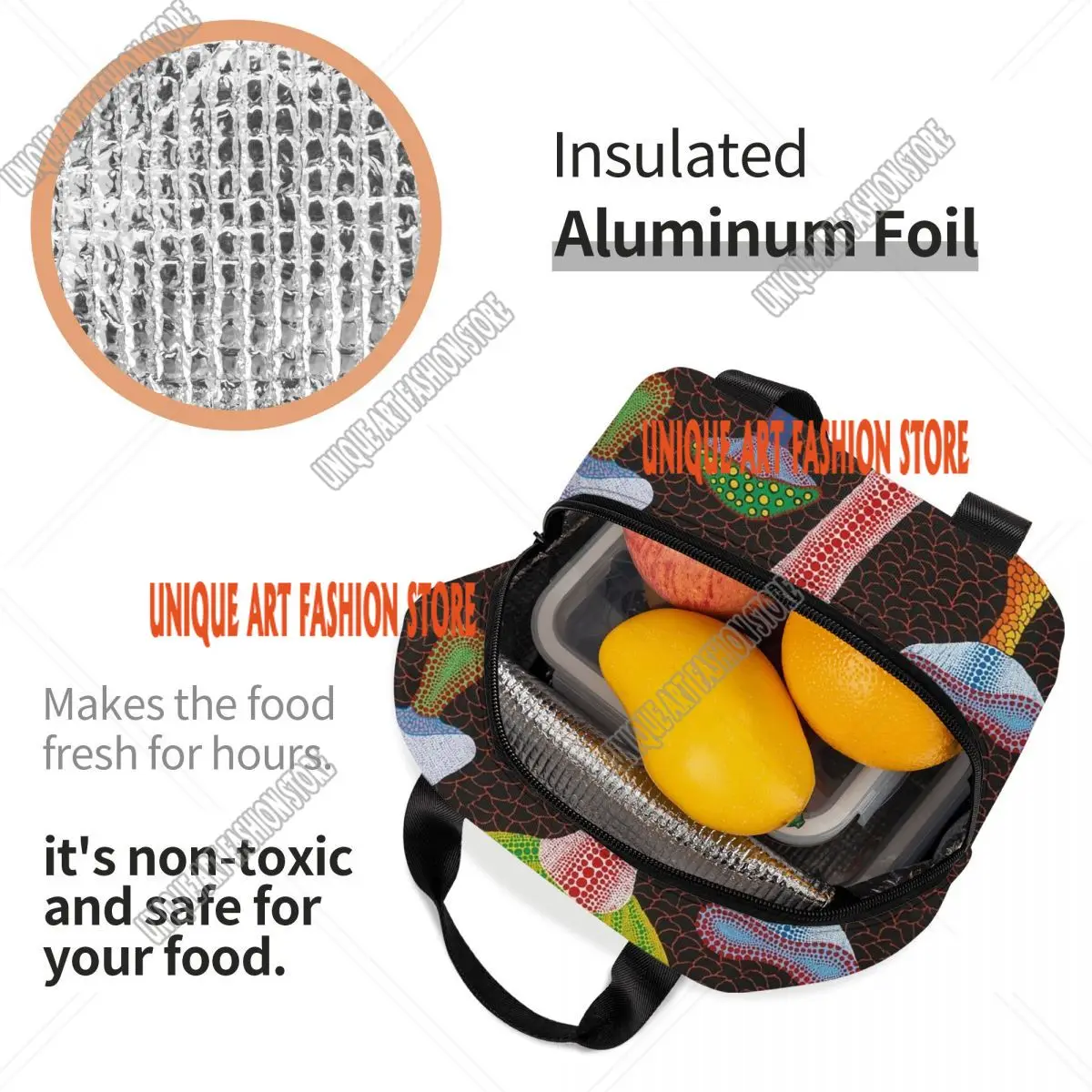 Custom Yayoi Kusama Art Insulated Lunch Bag for School Office Japanese Artist Resuable Thermal Cooler Bento Box Women Children