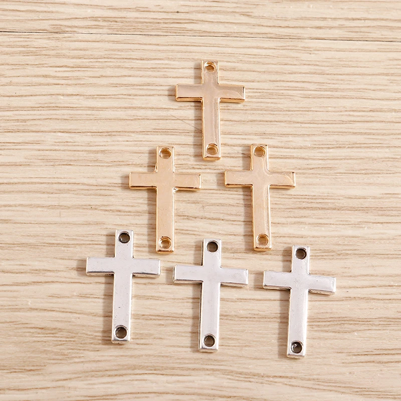 Tusember 40 Stück Legierung Metall Doppelloch Kreuz-Anhänger für Schmuckherstellung Handgemachtes DIY Zubehör für Halsketten und Ohrringe – Detail 1