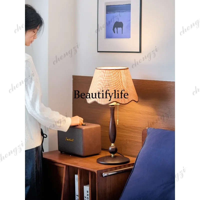 French retro floor lamp, high-end American bedroom next to the sofa in the living room, medieval vertical bedside