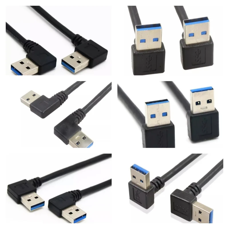 Elbow Usb Cable Dual Head Male To Male Data Cable 3.0 Copy Mobile Hard Disk Set-top Box Radiator Graphics Card Connection