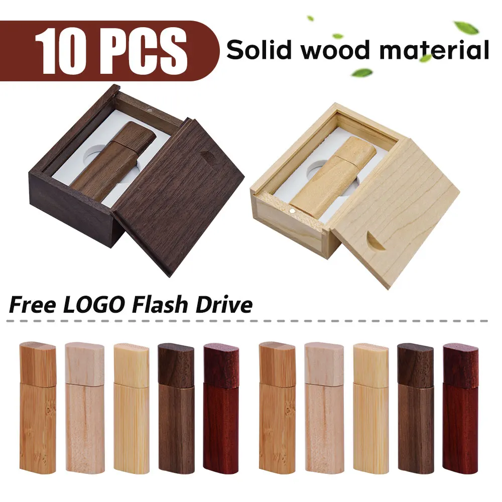 10Pcs Lot Photography Wooden Box USB 2.0 Flash Drive Memory Stick 128GB 64GB 16GB 32GB 8GB 4GB Wedding Gifts pen drive U Disk