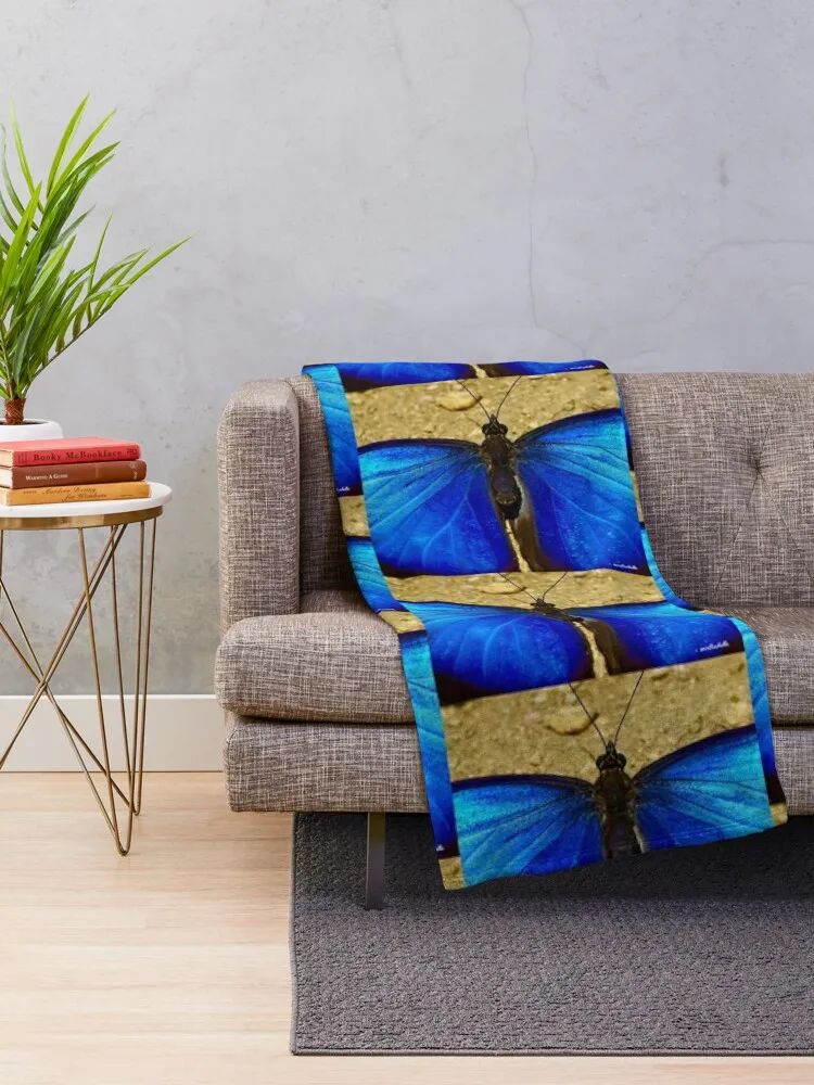 Stunning Blue Morpho Butterfly Fine Art Photo Throw Blanket Soft Soft Beds Blankets Sofas Of Decoration Blankets