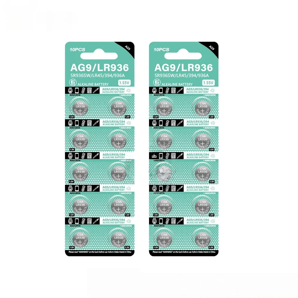 AG9 LR936 SR936SW 1.55V 53mAh High Quality Alkaline Button Battery 394 LR45 194 Leak-Proof for LED Light Calculators Watches