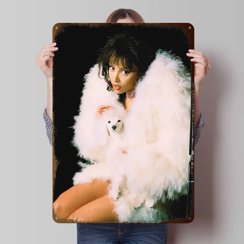 Woman With Poodle in Fur Coat Metal Poster Customized Wall Art Retro Vintage Metal Tin Signs for Decoration Room Wand Deko House