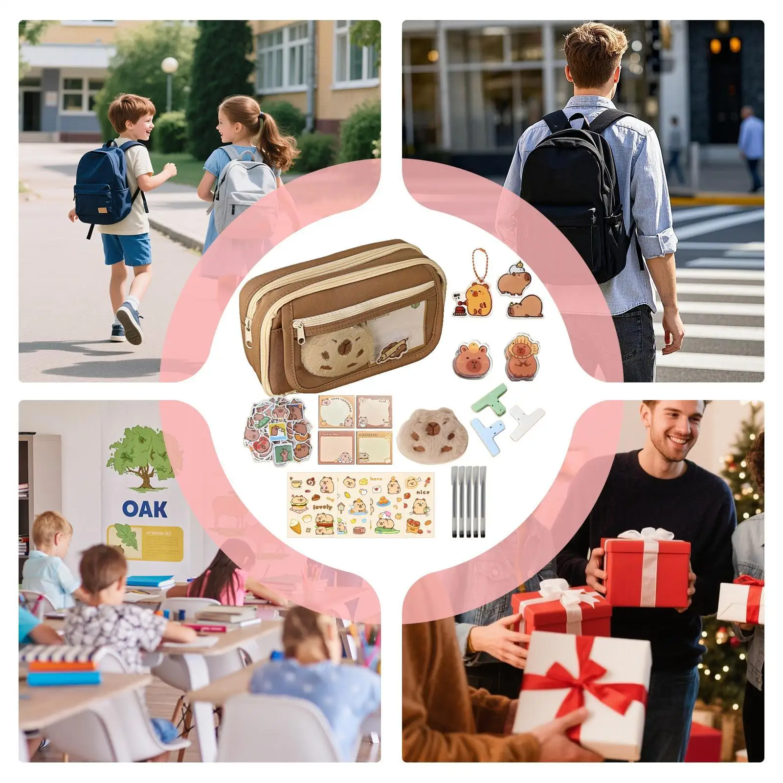 Capybara Pencil Case For School Cartoon Pencil Pouch Large Capacity Cartoon Capybara Stationery Holder Pen Storage Case Bag For