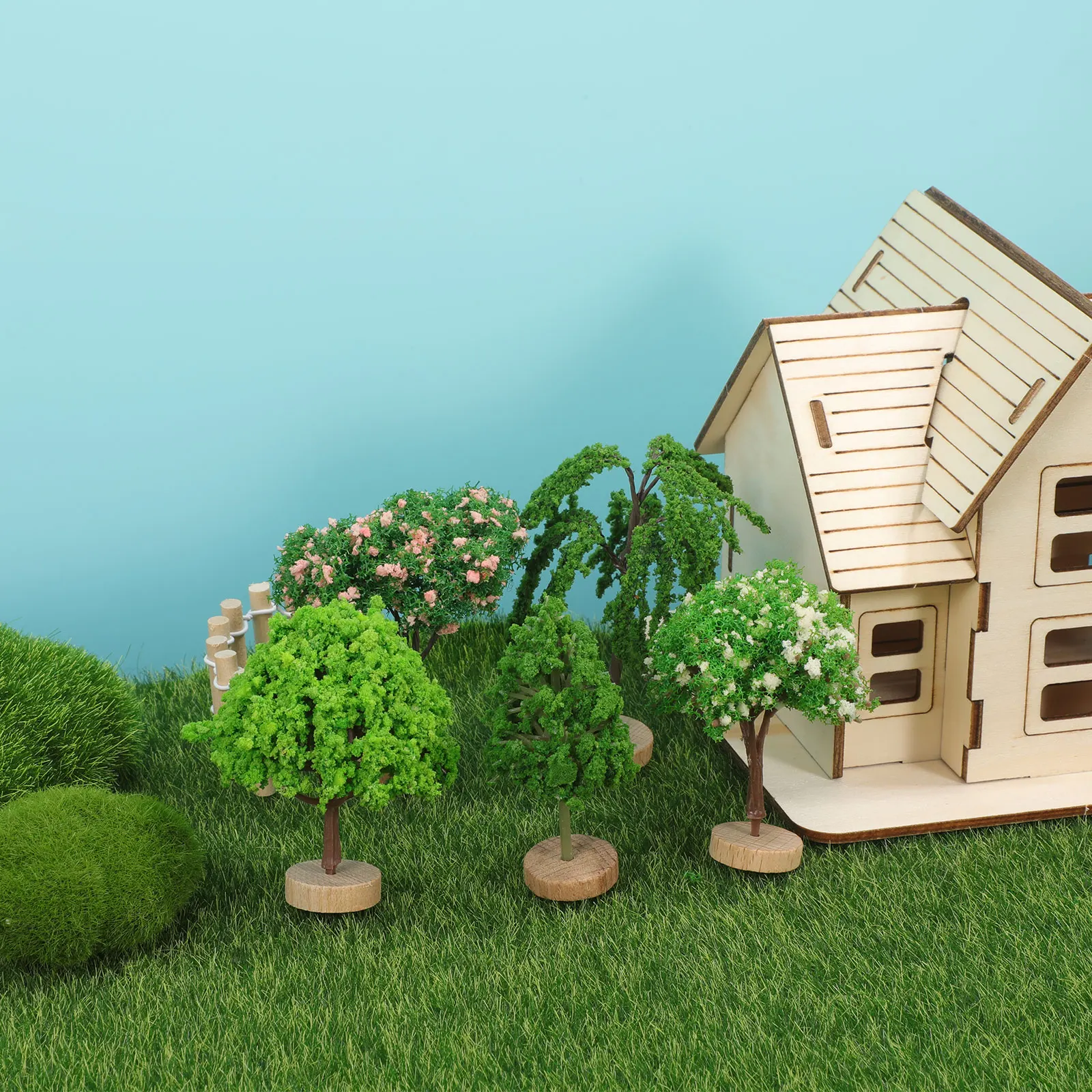 

5pcs Miniature Plastic Fake Bonsai Diorama Landscape Decor Mini Artificial Plants For Dollhouse Railroad Crafts Desktop Tree