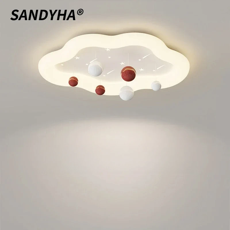 

SANDYHA Children's Creative Ceiling Light Cloud Shaped Eye Protection Lighting Fixtures Cream Bedroom Study LED Light Home Decor