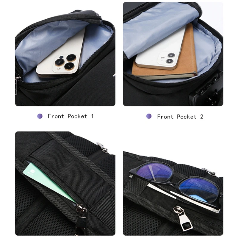 JEEP BULUO Brand Men Chest Bag Fashion Casual Black Nylon Crossbody Backpack Sling Bag For Boy Waterproof High Quality New