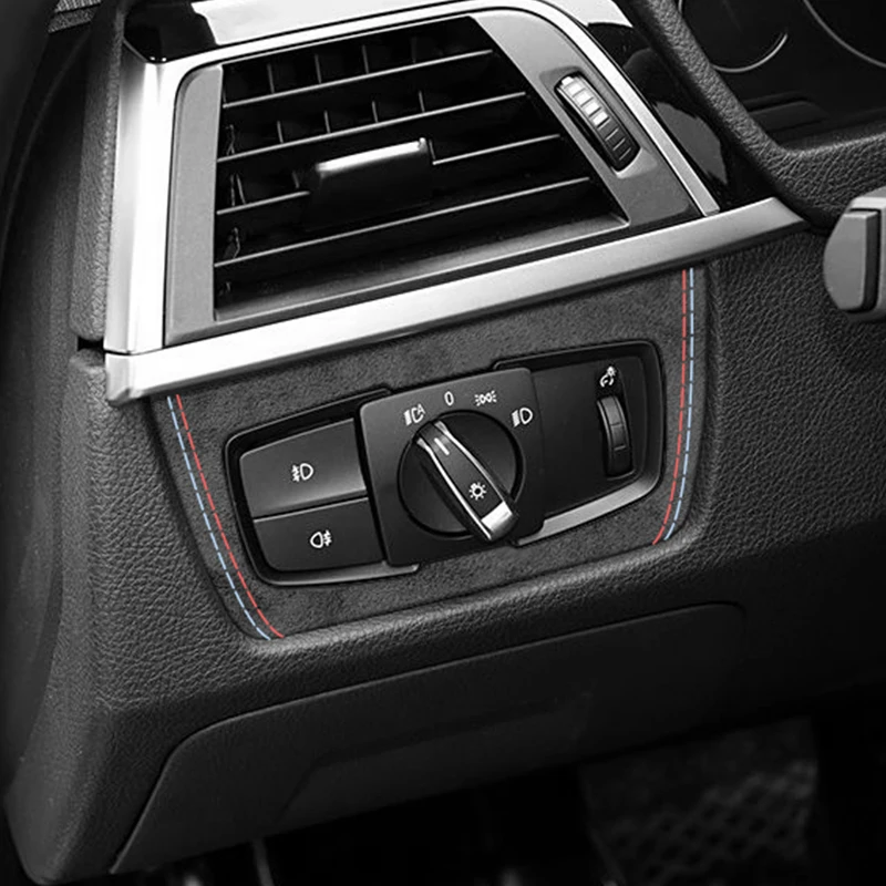 For BMW F30 F32 F34 Made of Alcantara Headlight Control Panel Trim Frame Sticker Anti Scratch Car Interior Tuning Accessory