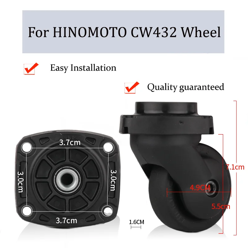 

For HINOMOTO CW432 Nylon Luggage Wheel Trolley Case Wheel Pulley Sliding Casters Universal Wheel Repair Slient Wear-resistant