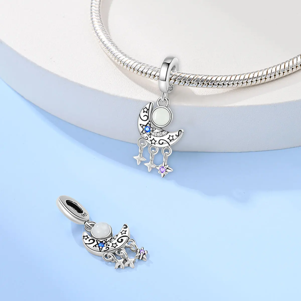 

Оригинальные серебряные подвески 925, роскошные лунные бусины, подходят для браслета, сделай сам, для женщин, нежный подарок