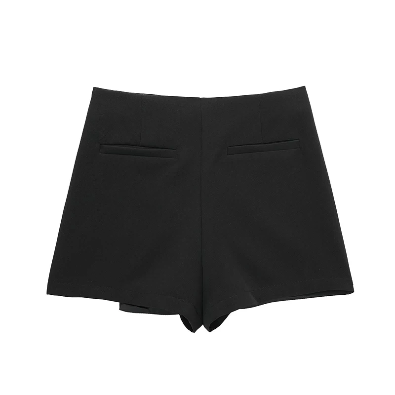 Women Vintage High Waist Female Chic Lady Shorts Fashion Solid Asymmetrical Side Zipper Skirts Shorts