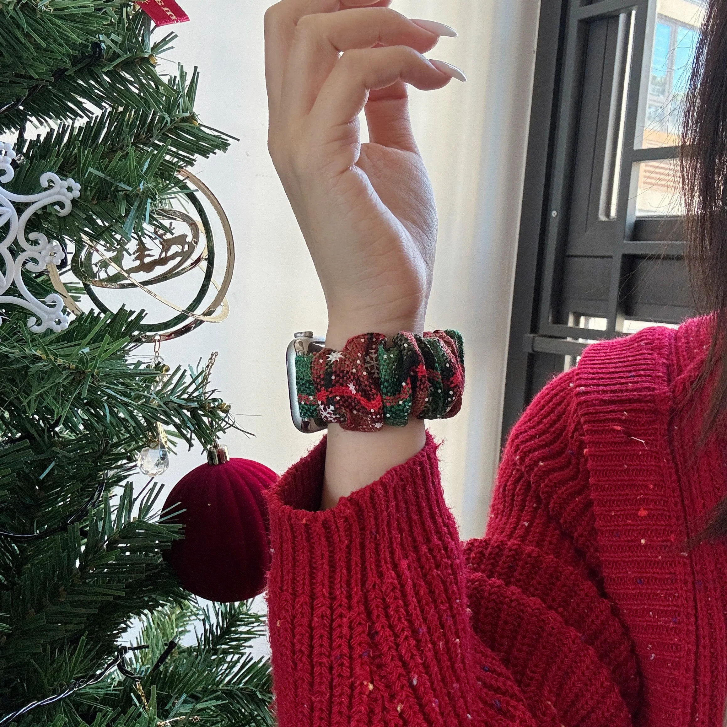 النسيج حزام مطاط ل أبل Watch10 9 8 7 6 SE 41 45 49 مللي متر 38/40/41 مللي متر النساء الفتيات الفرقة سوار عيد الميلاد سلسلة 10 42 مللي متر 46 مللي متر