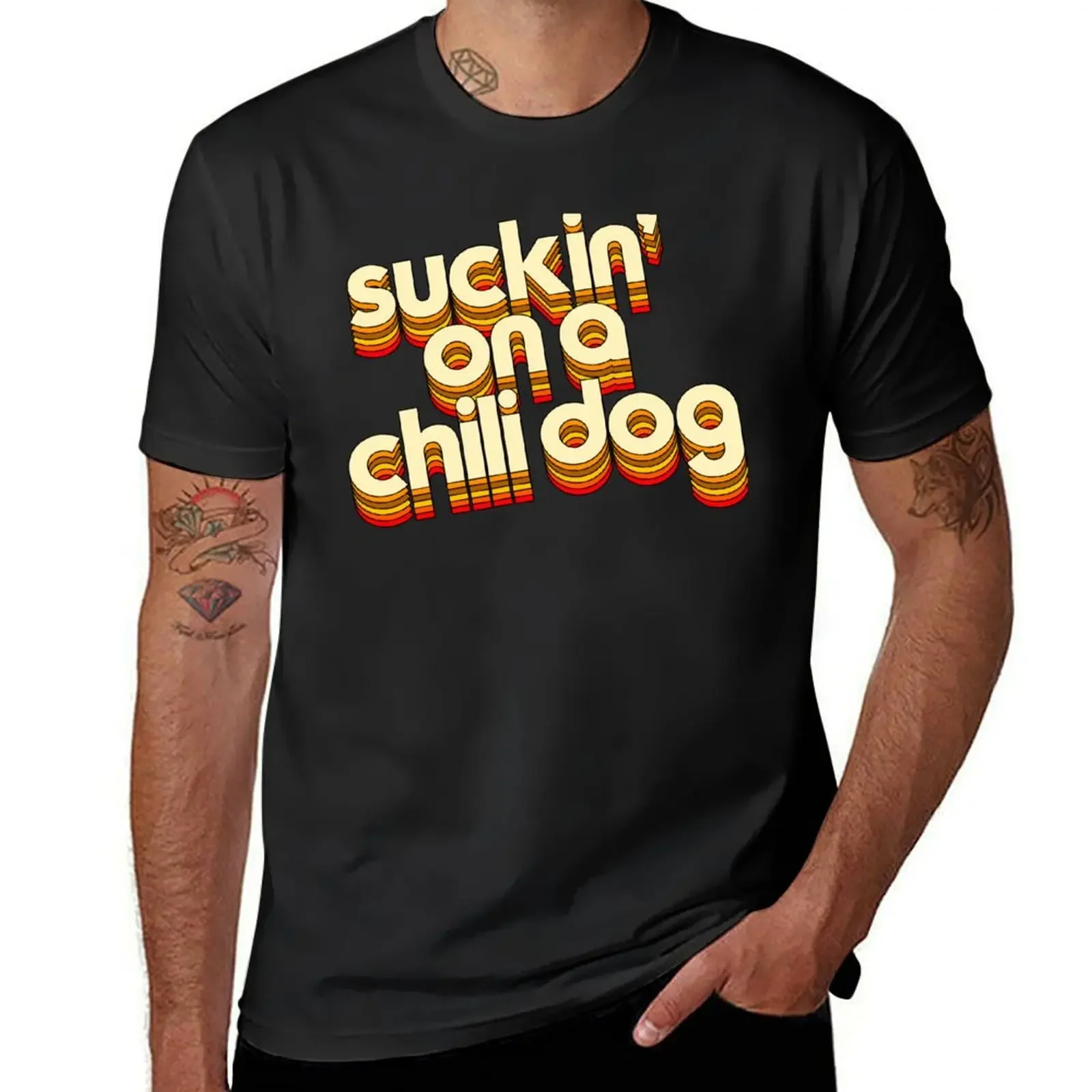 Suckin' On A Chili Dog // Jack and Diane Typography T-Shirt anime figures plus size tops blue archive vintage mens clothes