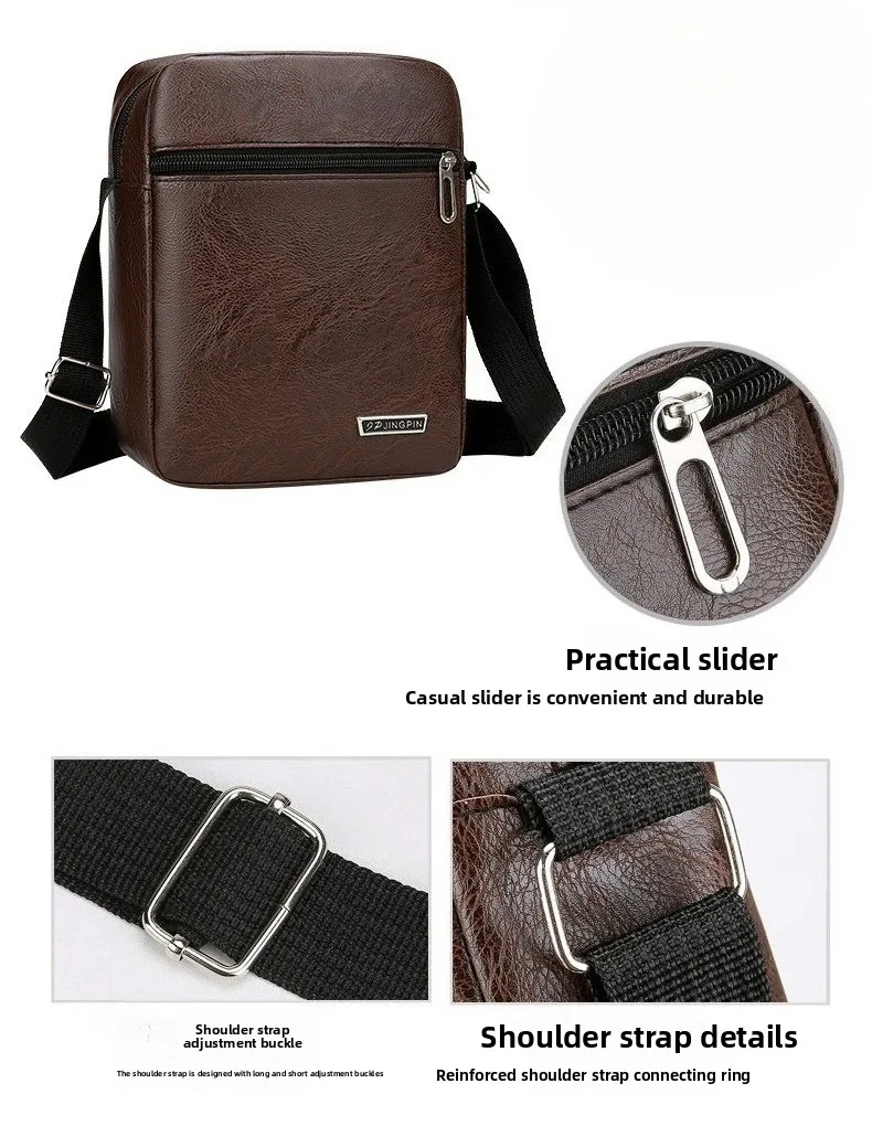 New Minimalist Men's Single-shoulder Bag, Casual and Durable Crossbody Bag, Multi-layer Business Travel Vertical Crossbody Bag