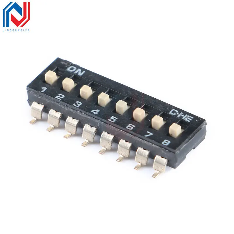 Slide Type SMT SMD Dip Switch Toggle 2.54mm 2Row 4Pin 2 Position/8 Pin 4 Position/ 16Pin 8 Position black Switch Gold Plated Pin