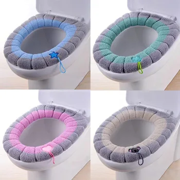 Winter Warm Toiletbril Cover Mat Badkamer Toilet Pad Kussen met Handvat Dikkere Zachte Wasbare Closestool Warmer Accessoires